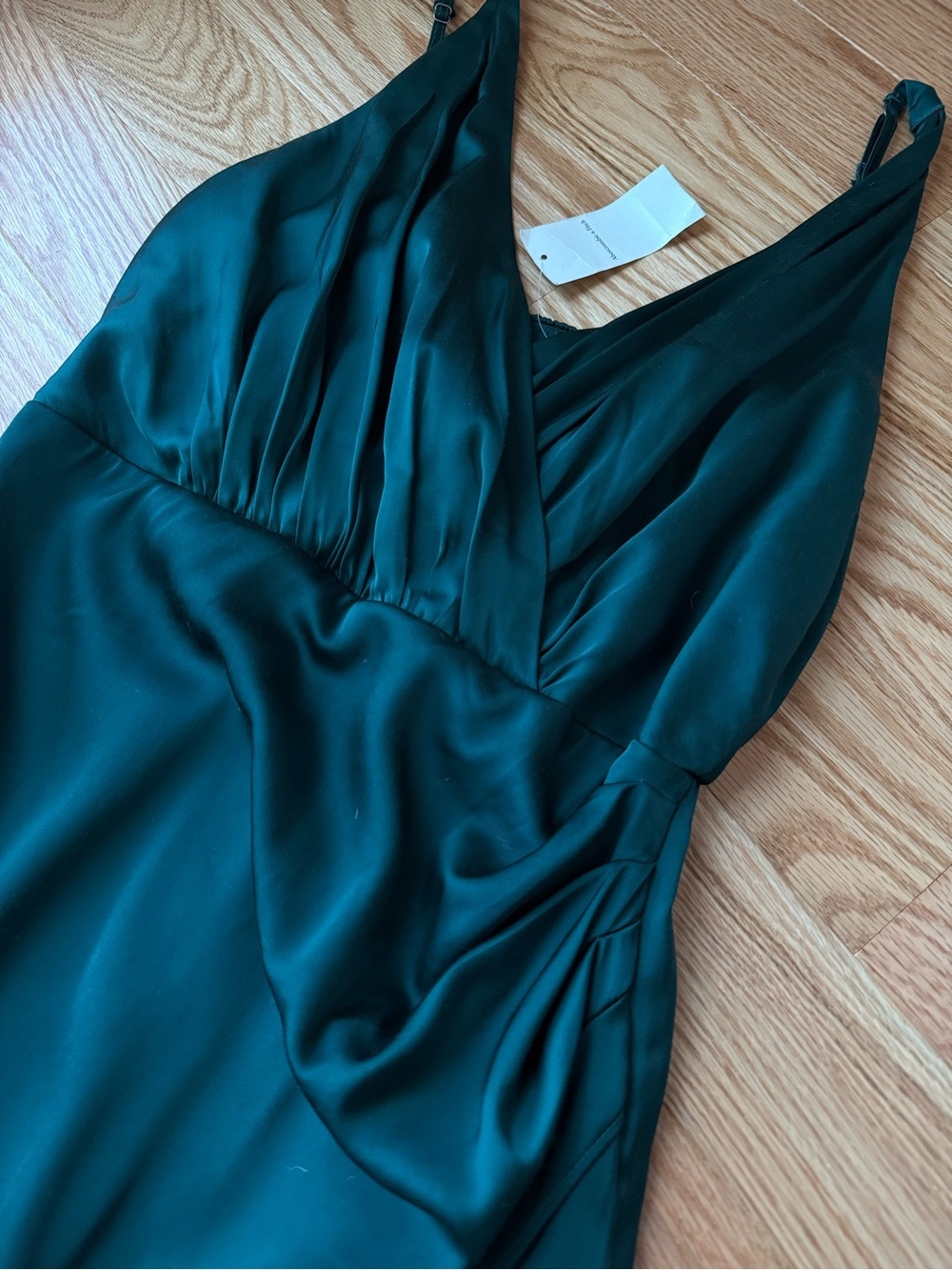 NWT Abercrombie & Fitch Satin Draped Wrap Midi Dress Emerald Green Small Petite - Picture 9 of 10